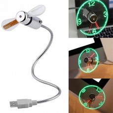 USB Led Fan with Clock  Flexible Mini USB-Powered Cooling Flashing Fan for PC  Laptop Notebook Desktops Power Bank in Office Room or Camping - B07BB8F27R